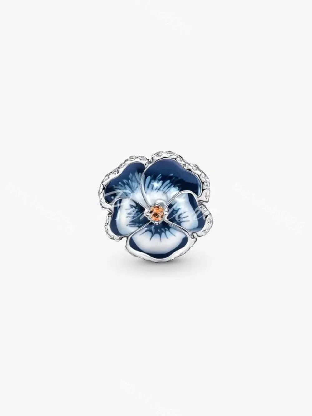Pandora Blue Pansy Flower Charm
